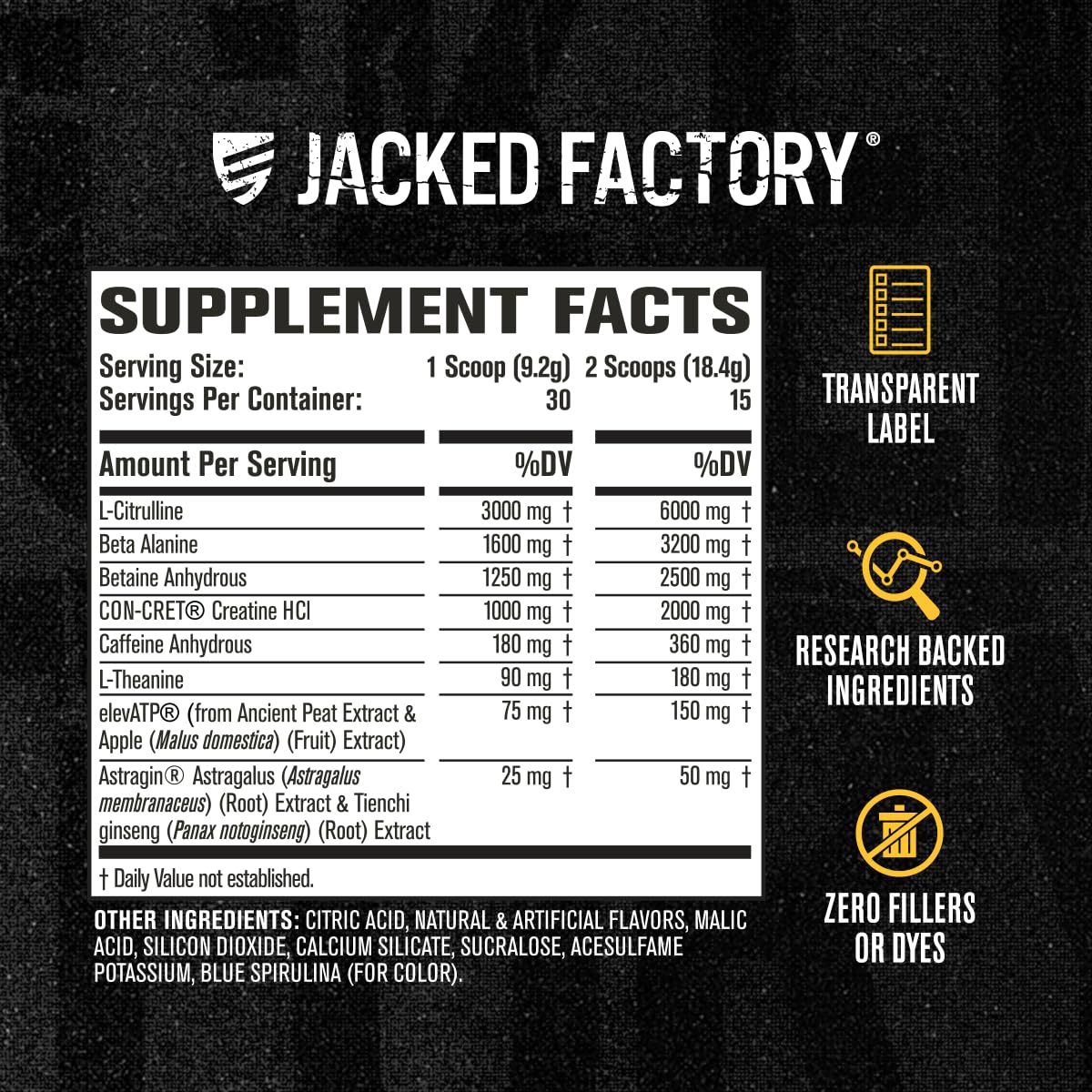 Jacked Factory vaso mezclado sabor blue raspberry con color vibrante