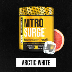 Jacked Factory Nitrosurge Build primer plano del polvo mostrando textura y disolución rápida