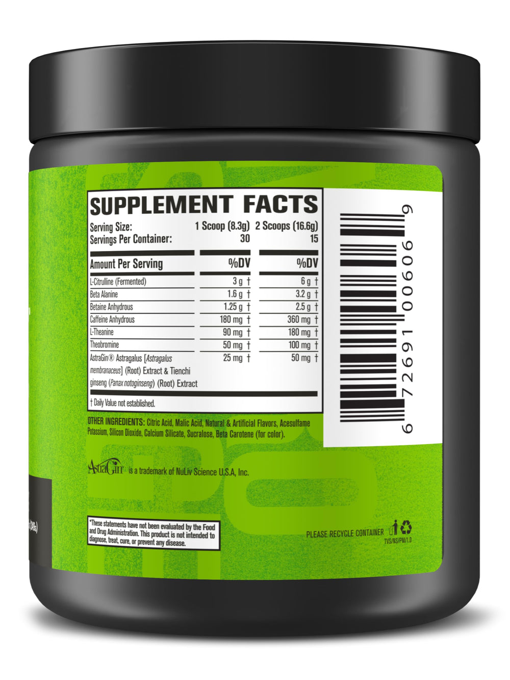 Jacked Factory etiqueta con certificación cGMP garantizando calidad
