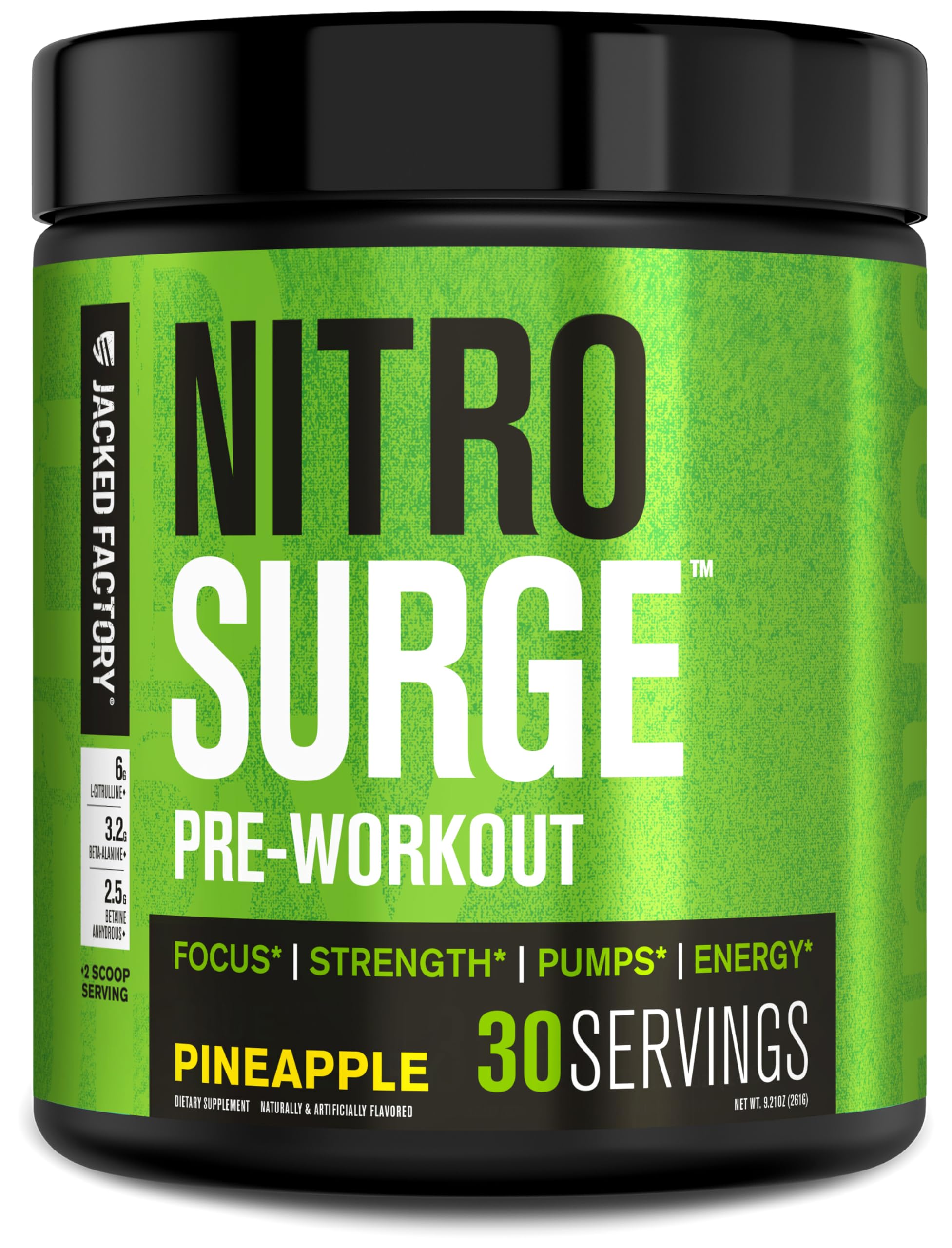 Jacked Factory envase Nitrosurge piña mostrando diseño y beneficio energía