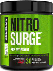 Jacked Factory envase Nitrosurge frontal mostrando presentación y sabor