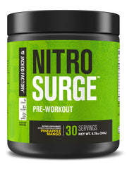 Jacked Factory envase frontal nitrosurge mostrando diseño y beneficios