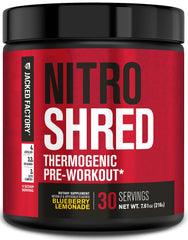 Jacked Factory NITROSURGE Shred envase frontal mostrando sabor Blueberry Lemonade