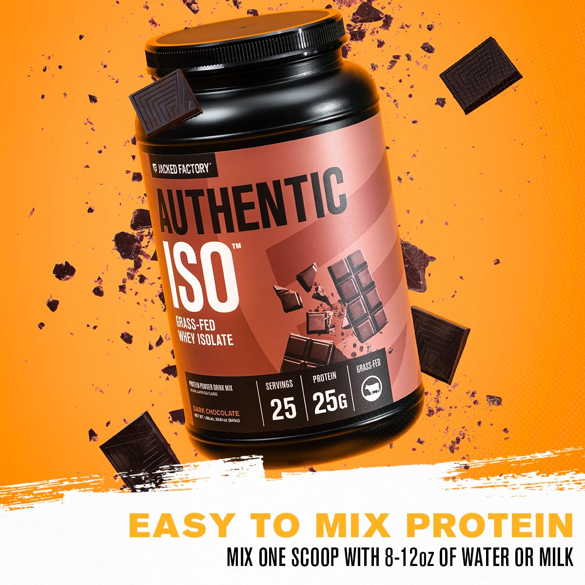 Jacked Factory cucharada con 25 g de proteína por servicio para control de dosis