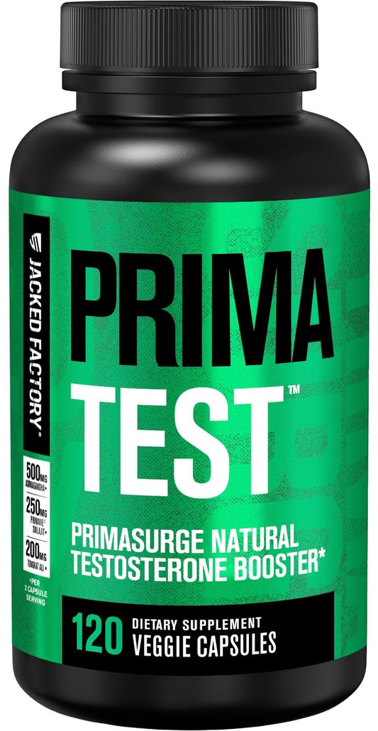 Jacked Factory PRIMASURGE frasco delantero mostrando envase y diseño, ayuda a identificar el producto