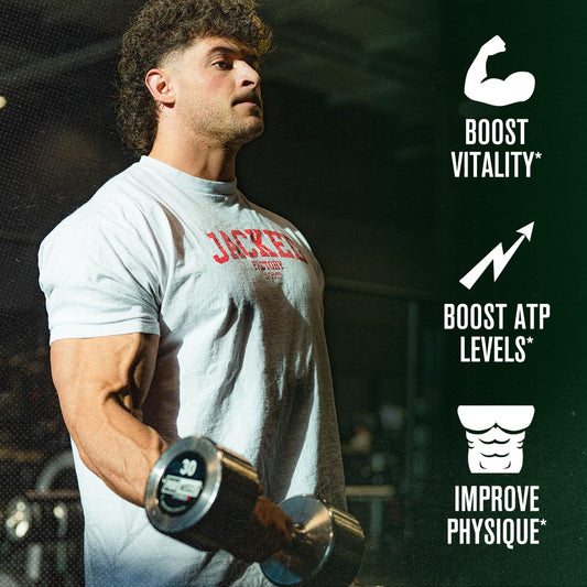 Jacked Factory PRIMASURGE vista lateral con lista de ingredientes, ofrece transparencia y confianza