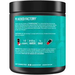 Caja abierta con envase de Pumpsurge y cucharilla, Jacked Factory presentación profesional