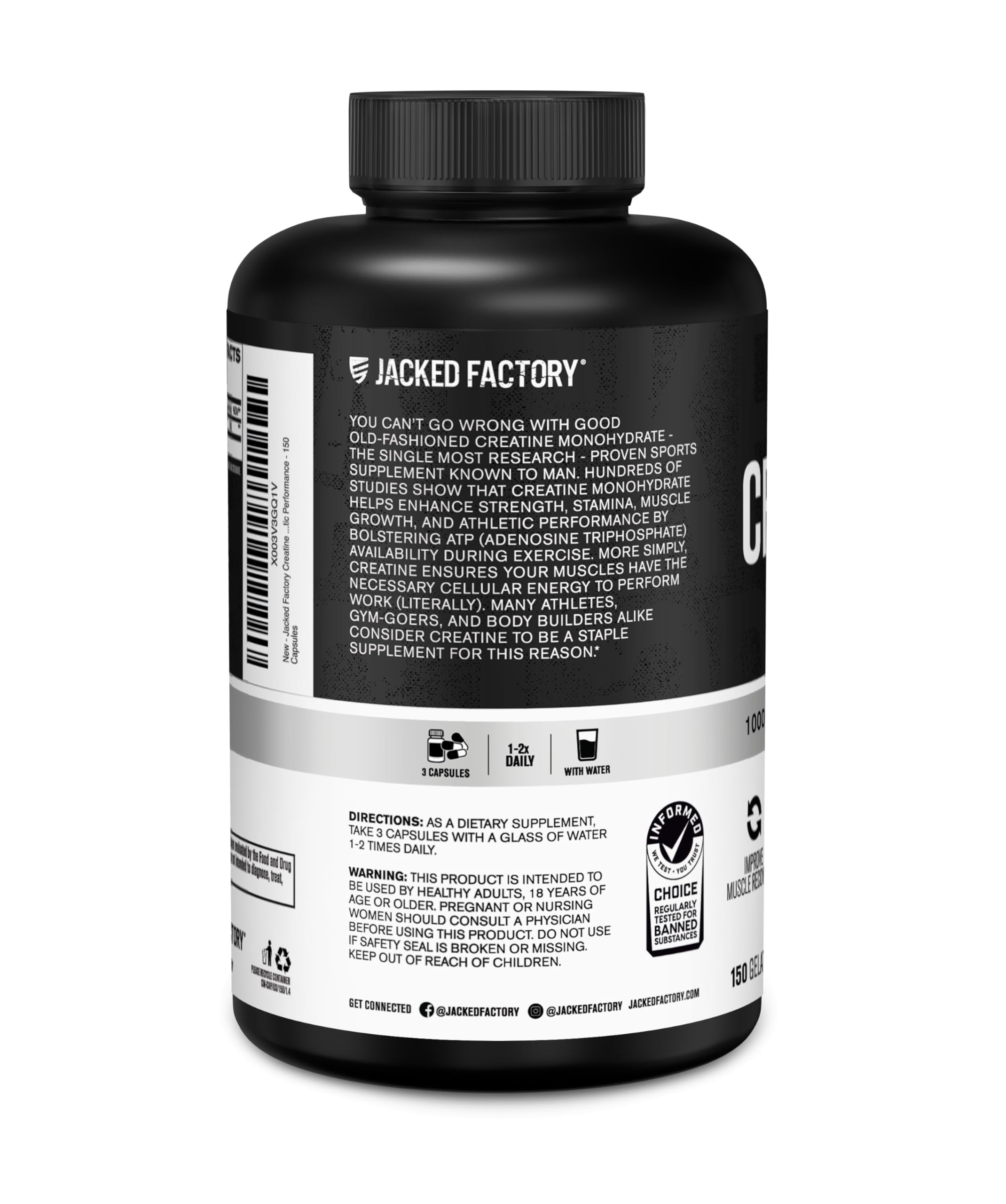 Jacked Factory sello cGMP en envase para resaltar control de calidad