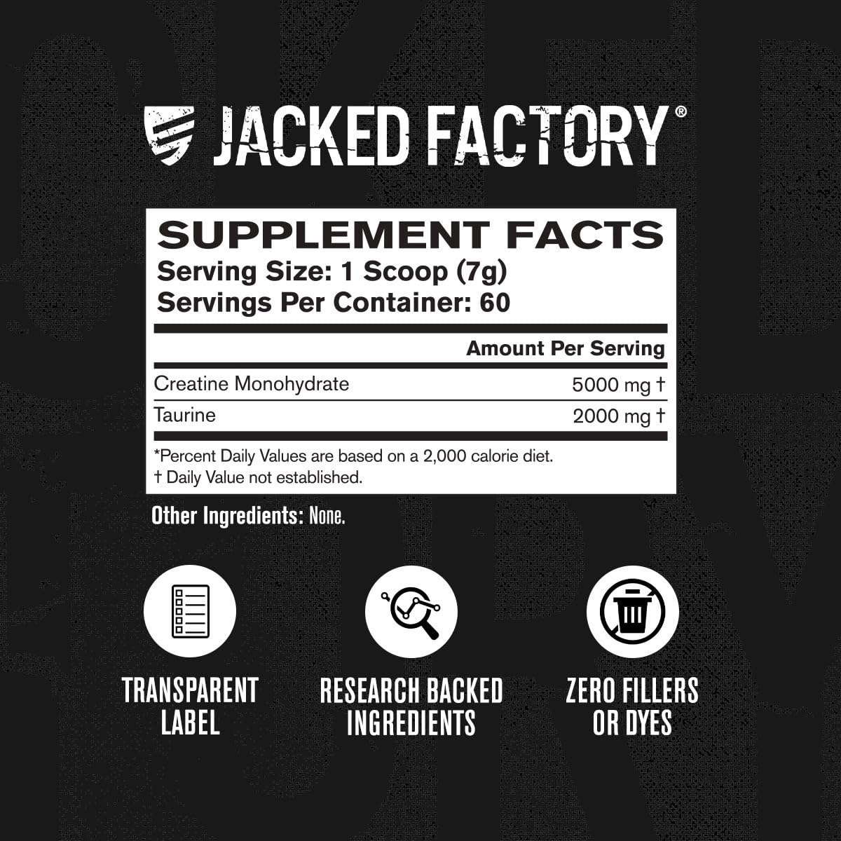 Jacked Factory envase junto a texto 60 servicios para escala del producto