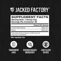Jacked Factory envase junto a texto 60 servicios para escala del producto