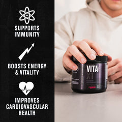 Vaso batido con proteína y Vita XT de Jacked Factory para recuperación postentrenamiento