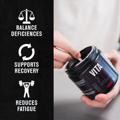 Etiqueta de Jacked Factory Vita XT con tabla nutricional y lista de ingredientes clave