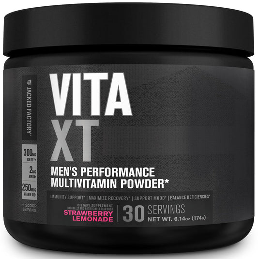 Jacked Factory Vita XT vista frontal del envase mostrando etiqueta y diseño