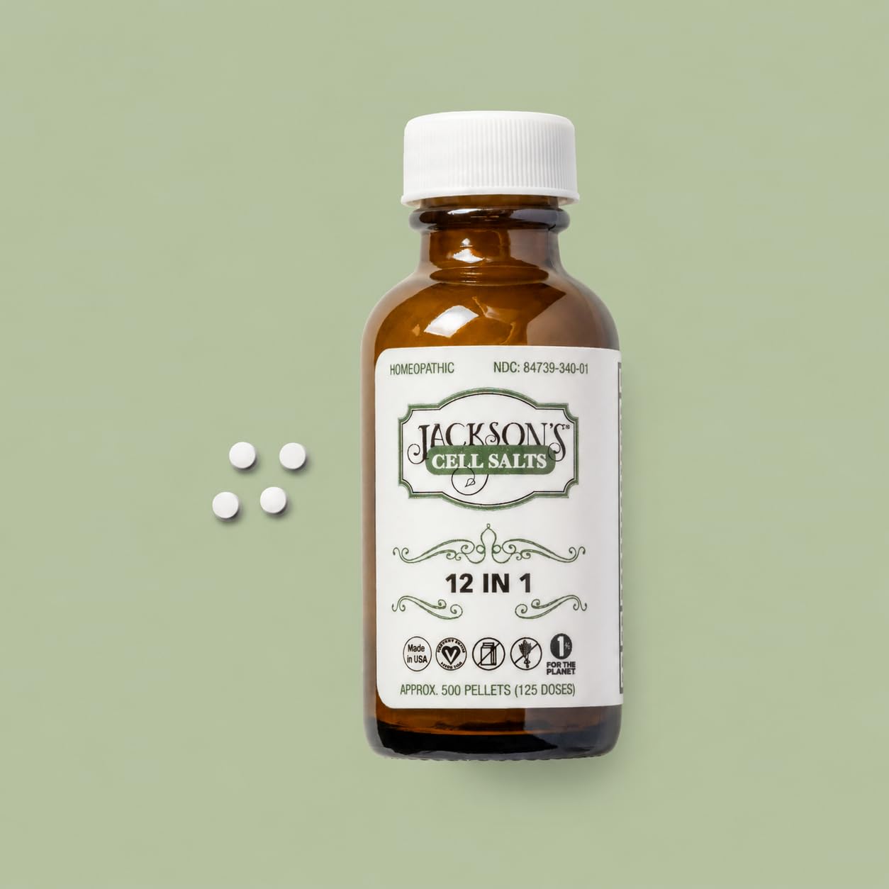 Jackson's frasco ámbar sobre encimera de cocina, aspecto cotidiano y almacenamiento seguro
