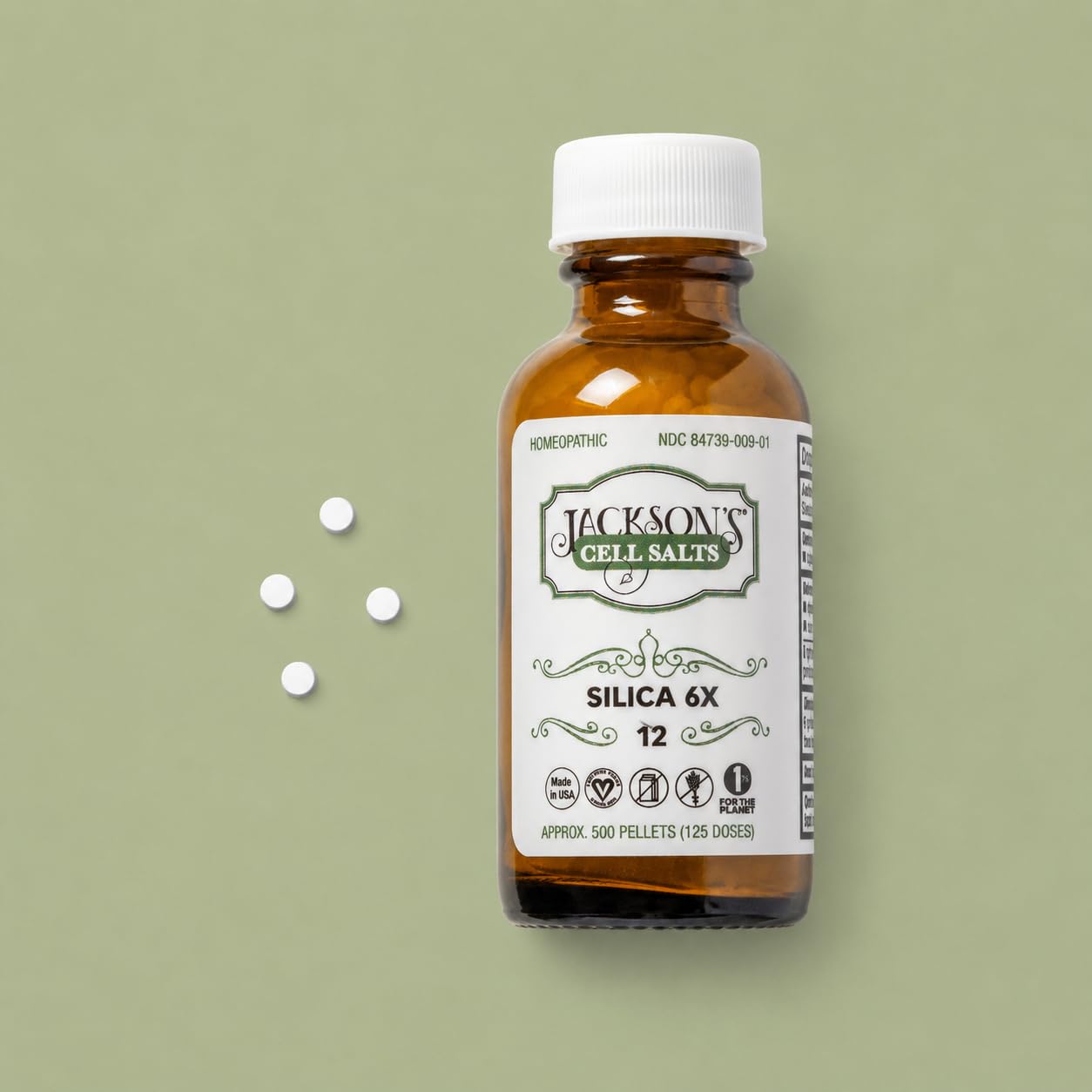 Jackson's Silicea 6X etiqueta legible con ingredientes simples y certificación vegana