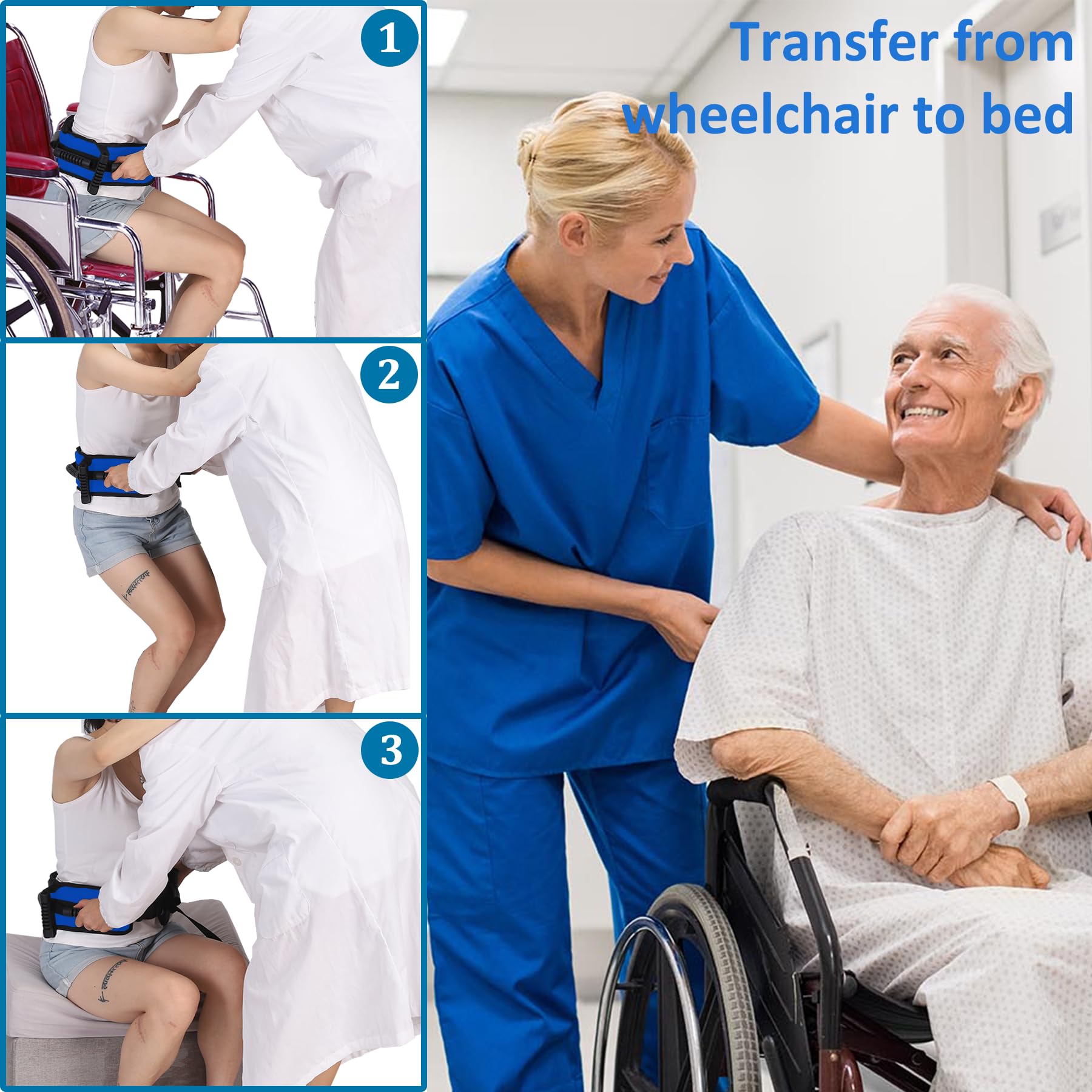 Jacobable en uso durante transferencia cama a silla, soporte controlado