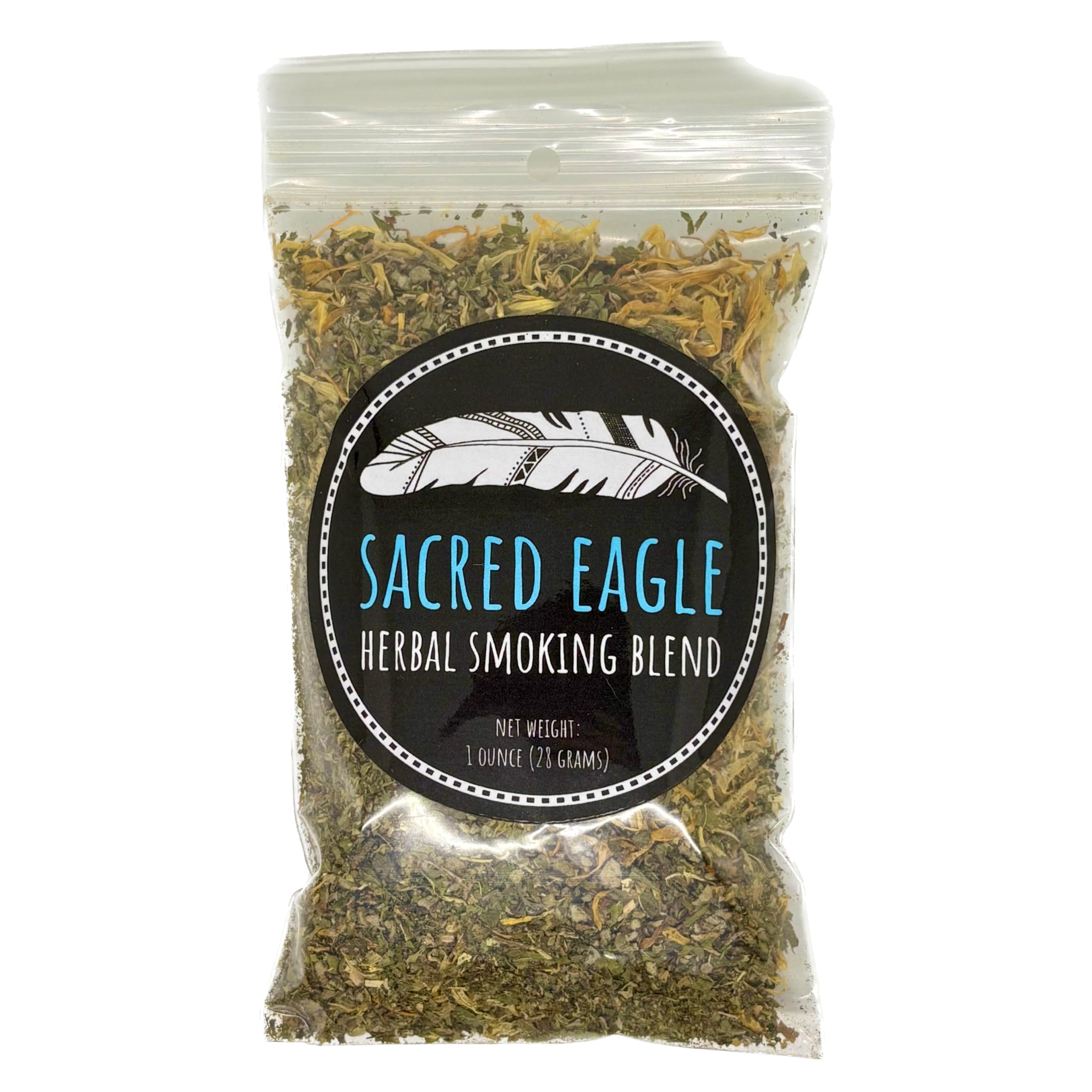 Jade & Pearl paquete frontal de Sacred Eagle mostrando la bolsa de 1 oz y beneficio de alternativa natural