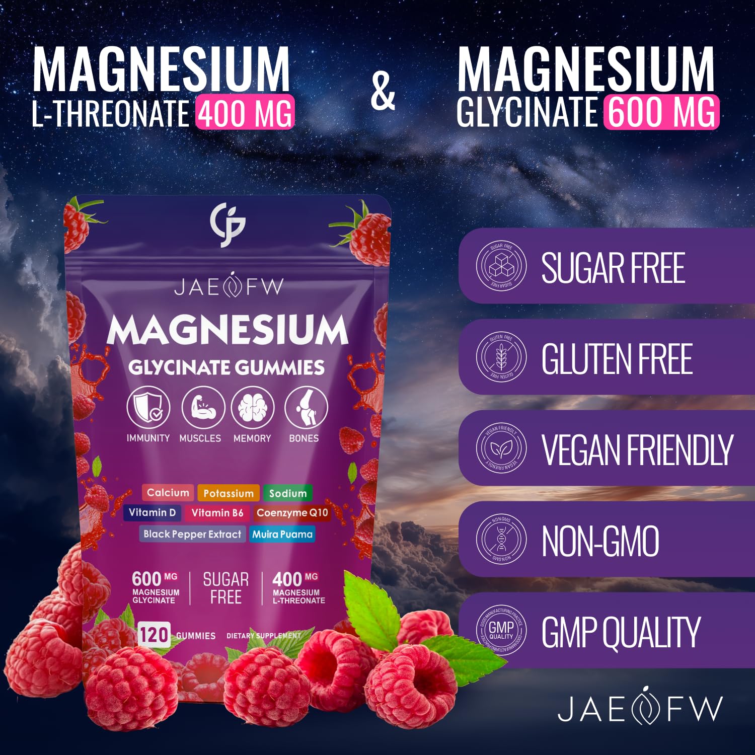 JAENFW etiqueta con ingredientes resaltando calidad y pruebas