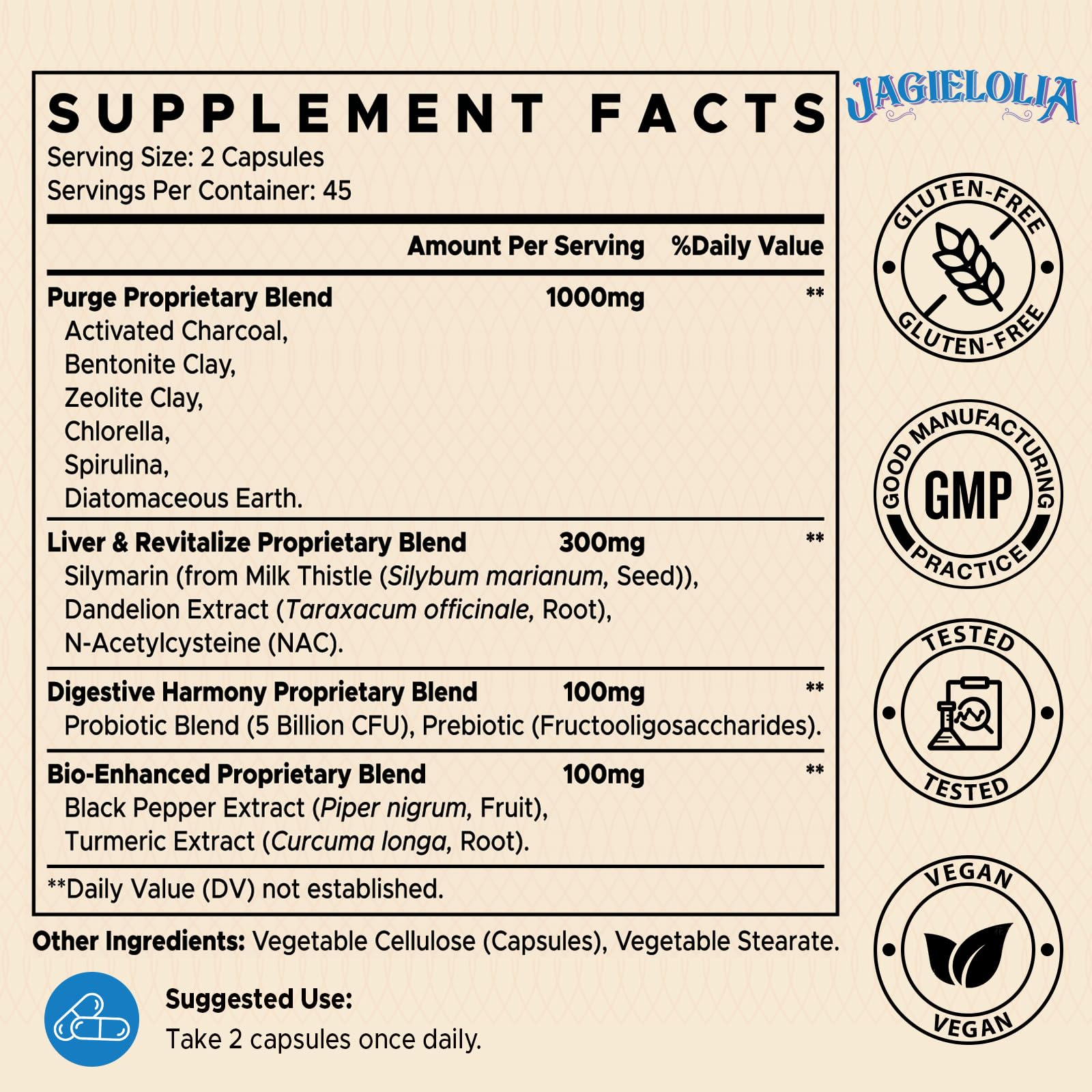 Jagielolia etiqueta con lista de ingredientes y transparencia informativa