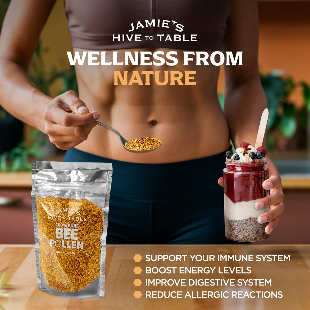 Jamie’s Hive to Table polen espolvoreado en smoothie bowl aporta textura