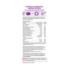 Jamieson etiqueta de ingredientes con lista de vitaminas y minerales clave