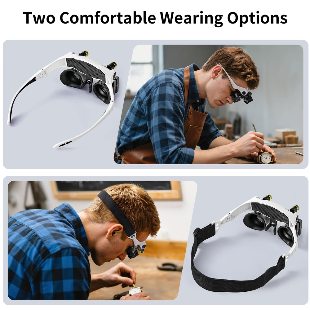 JARLINK gafas lupa en uso durante reparación de reloj para precisión superior