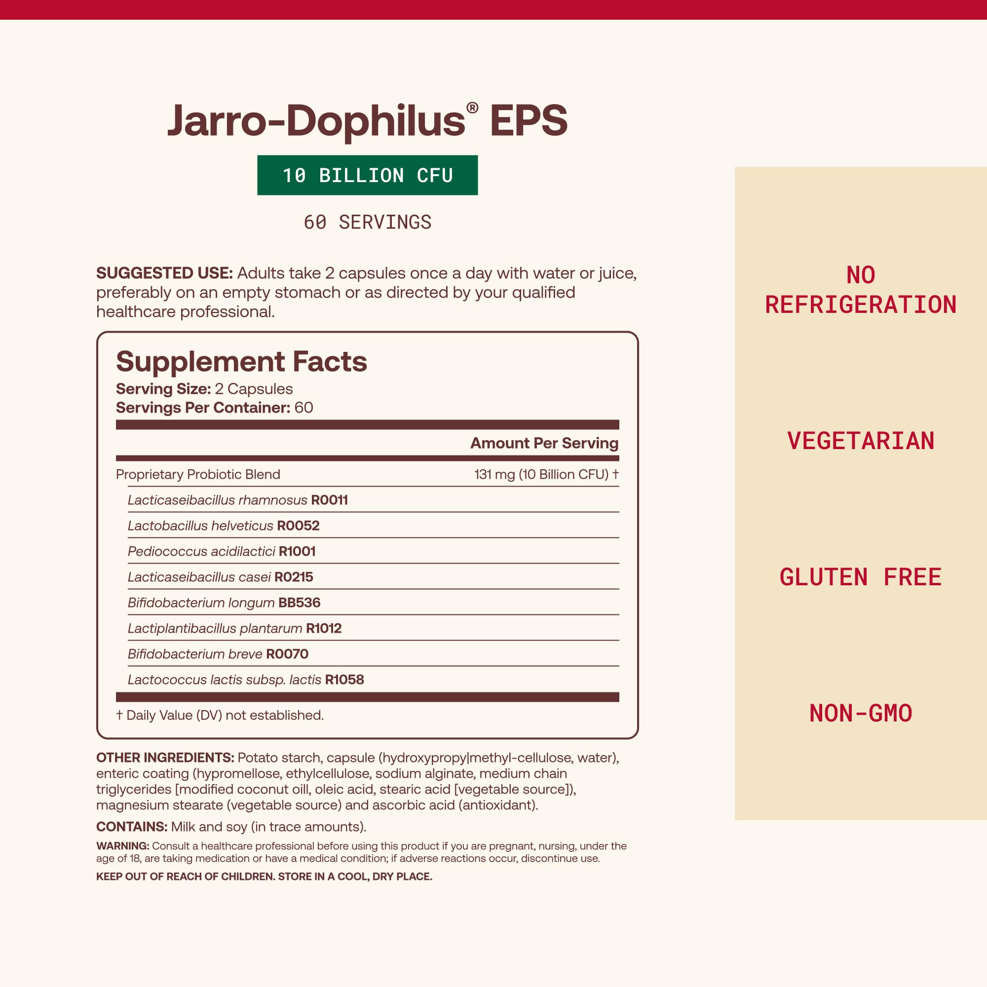 Jarrow Formulas blíster individual que preserva las bacterias