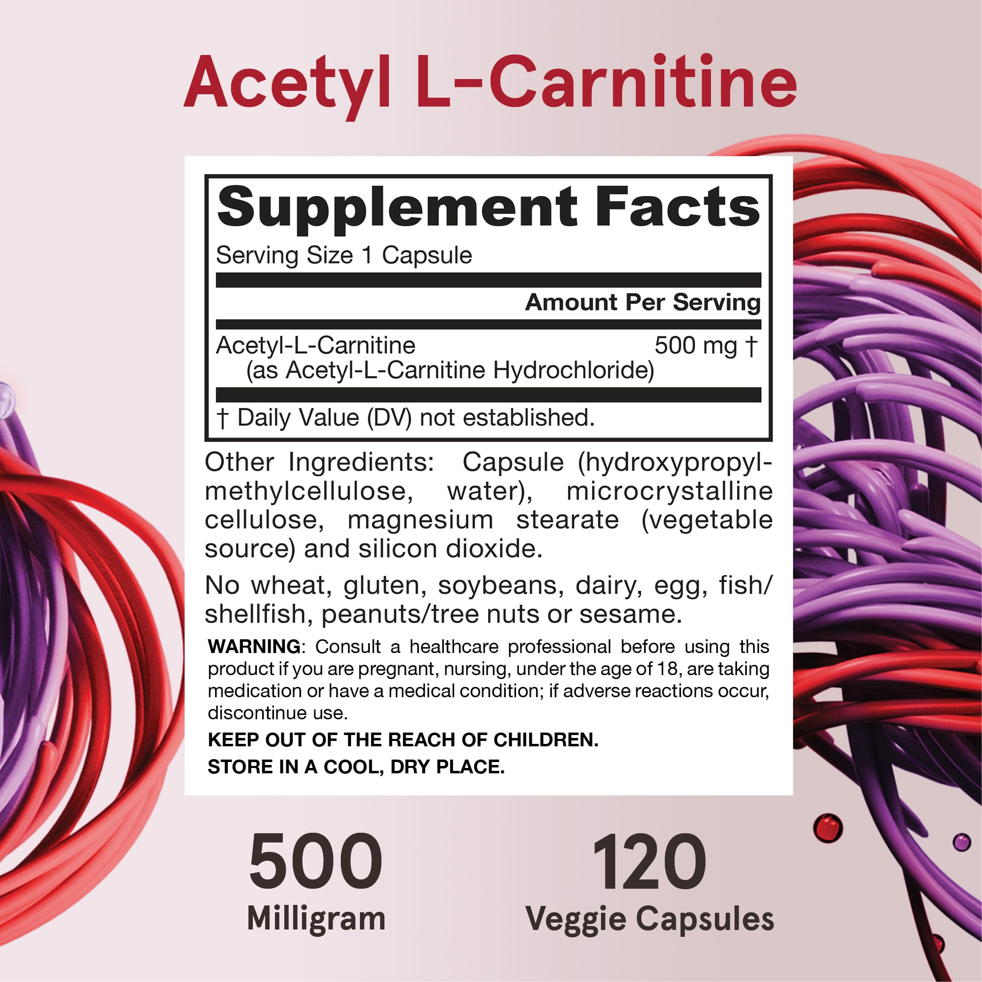 Jarrow Formulas etiqueta nutricional legible con información de 500 mg