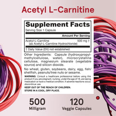 Jarrow Formulas etiqueta nutricional legible con información de 500 mg