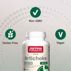Jarrow Formulas etiqueta con detalle de 500 mg y 5% ácidos caffeilquínicos