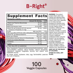 etiqueta nutricional Jarrow B-Right clara, ayuda a conocer dosis