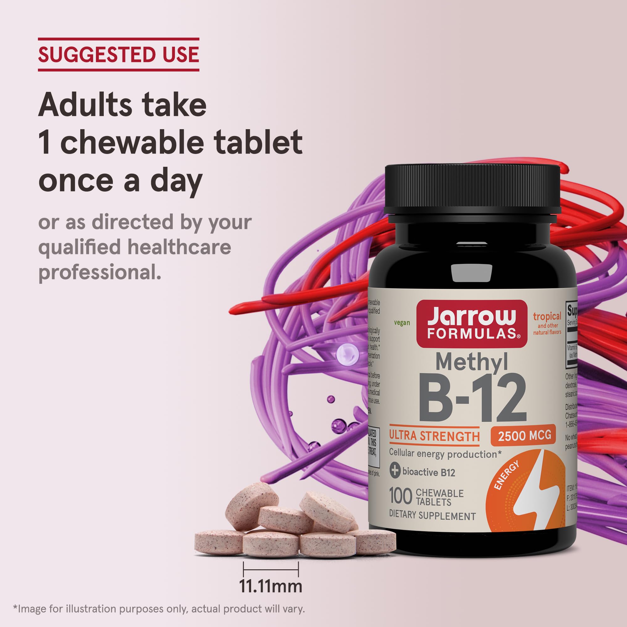Jarrow Formulas etiqueta con ingredientes resaltando fórmula vegana