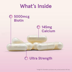 Etiqueta nutricional de Jarrow Formulas Biotin Ultra Strength con información de dosis clara