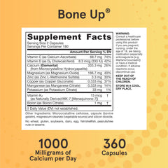 Jarrow Formulas BoneUp frasco abierto con cápsulas, muestra el contenido real