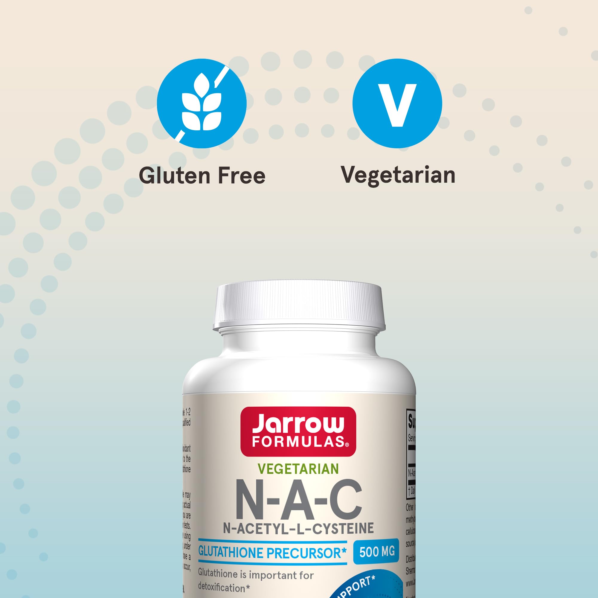 Jarrow Formulas cápsula abierta con polvo, muestra la forma de N‑A‑C