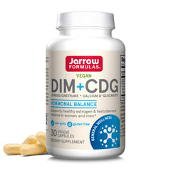 Jarrow Formulas frasco frontal mostrando la etiqueta y beneficio de equilibrio hormonal