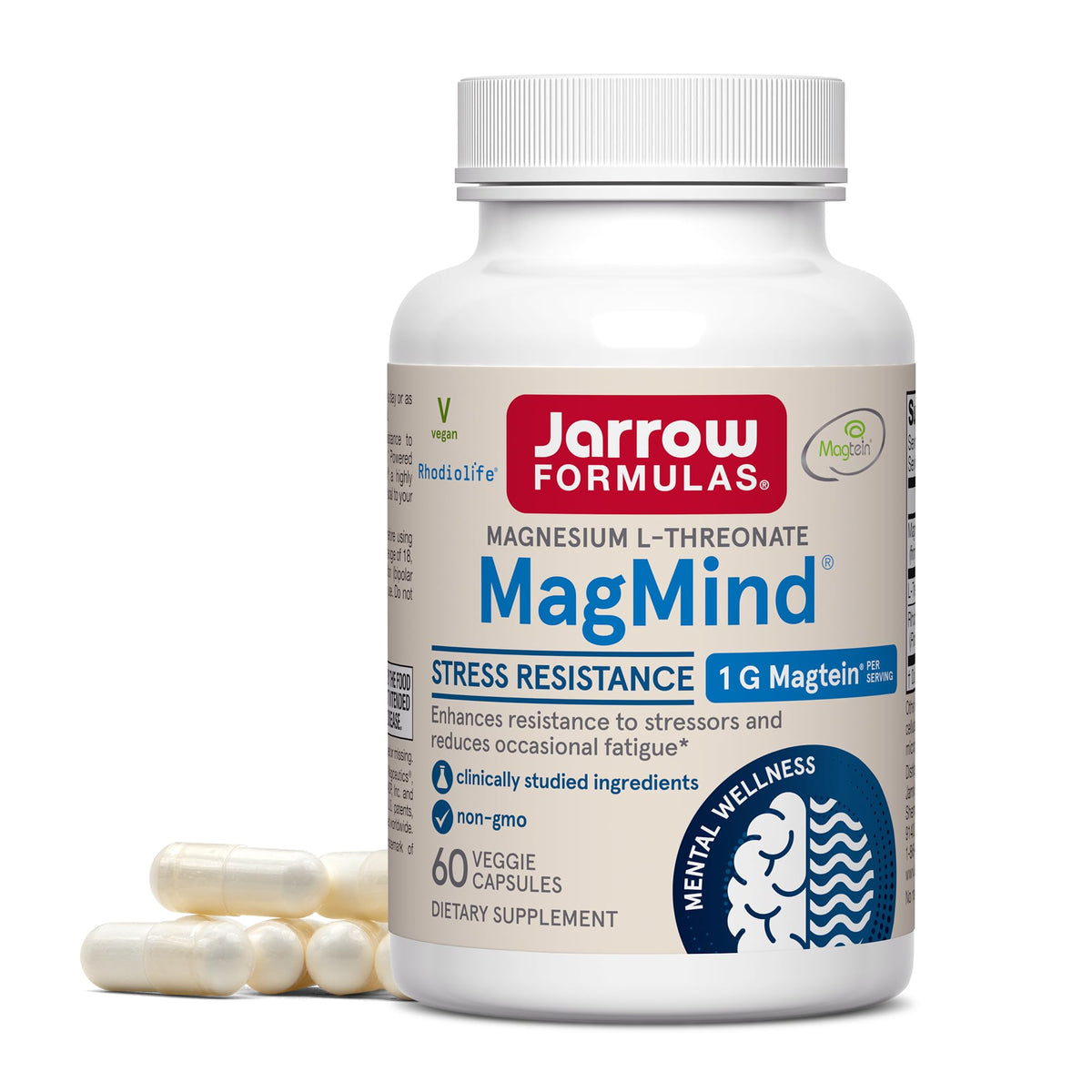Jarrow Formulas frasco frontal mostrando etiqueta y beneficio de apoyo al estrés