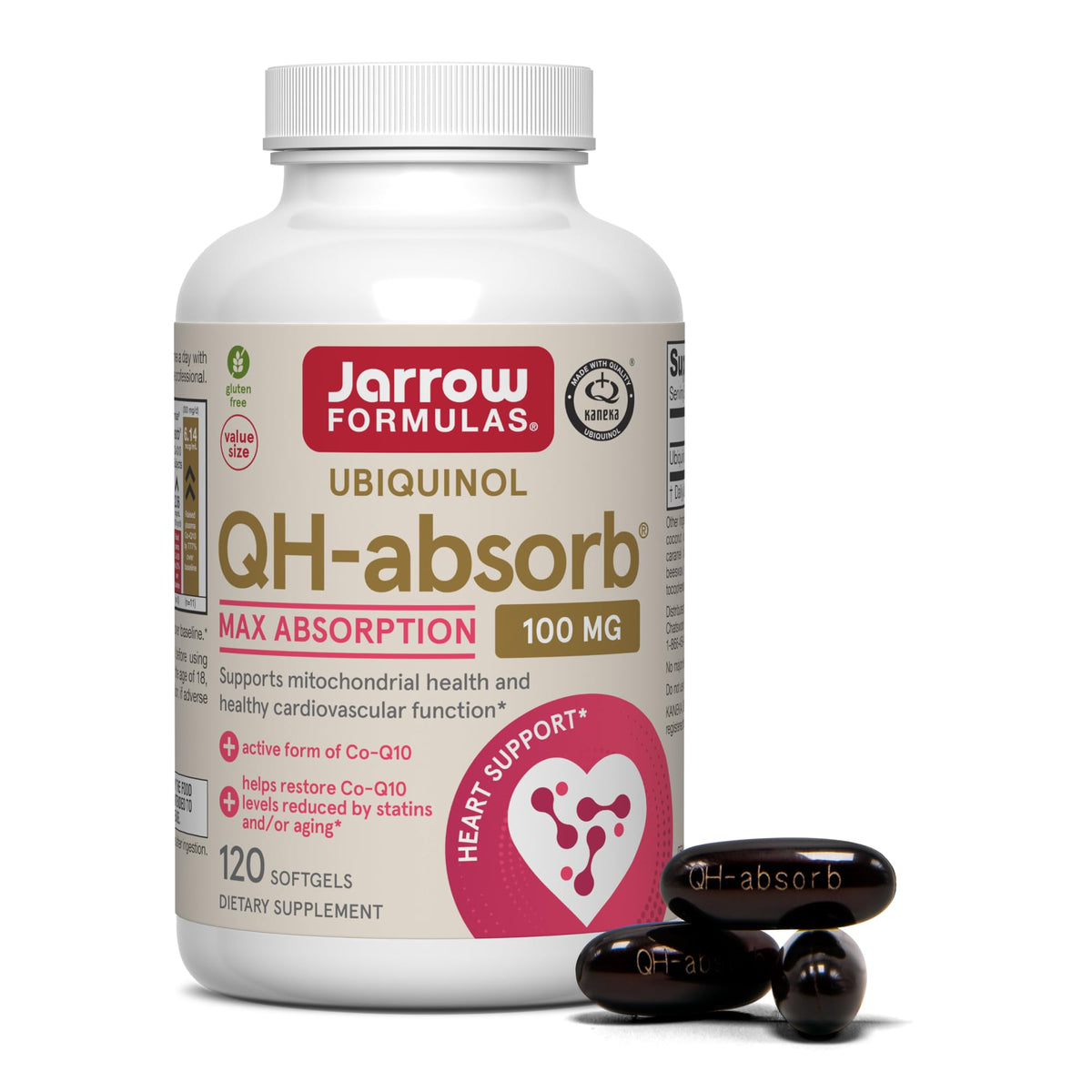 Jarrow Formulas empaque frontal QH-Absorb mostrando beneficio de absorción