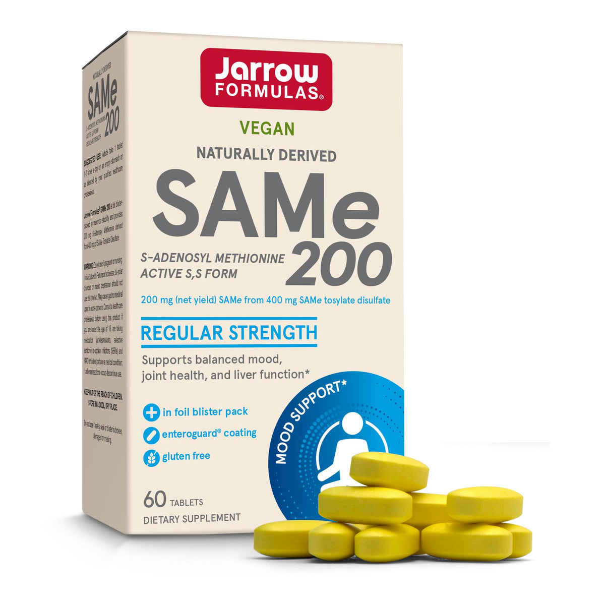 Jarrow Formulas frente del envase mostrando 60 tabletas y beneficios