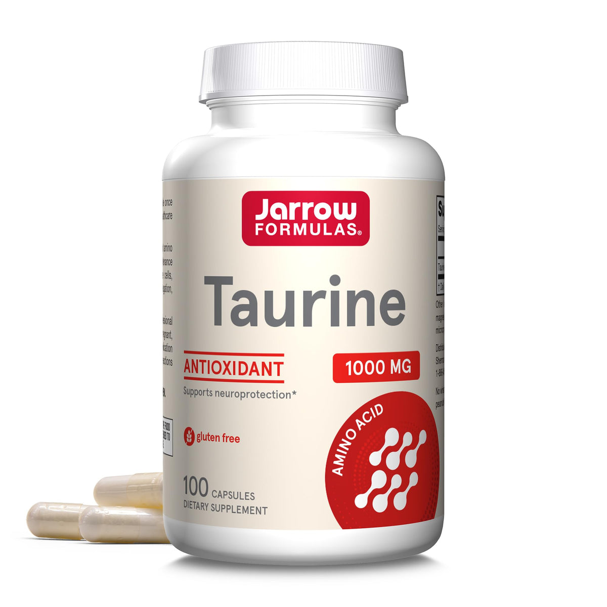 Jarrow Formulas frente del envase mostrando 100 cápsulas y beneficios visibles