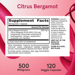 Jarrow Formulas ingredientes de bergamota en primer plano, pura fuente de polifenoles
