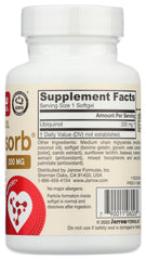 Etiqueta de Jarrow Formulas QH Absorb mostrando información de ingredientes y dosis