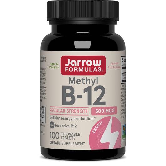 Jarrow Formulas frasco frontal mostrando tabletas masticables y beneficios prácticos