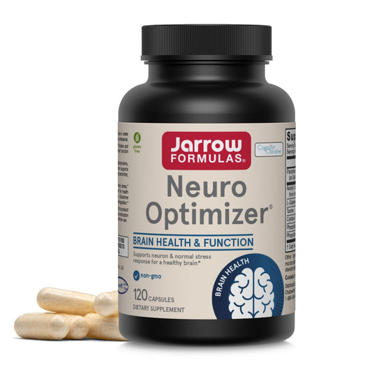 Jarrow Formulas Neuro Optimizer frontal mostrando el envase y conveniencia