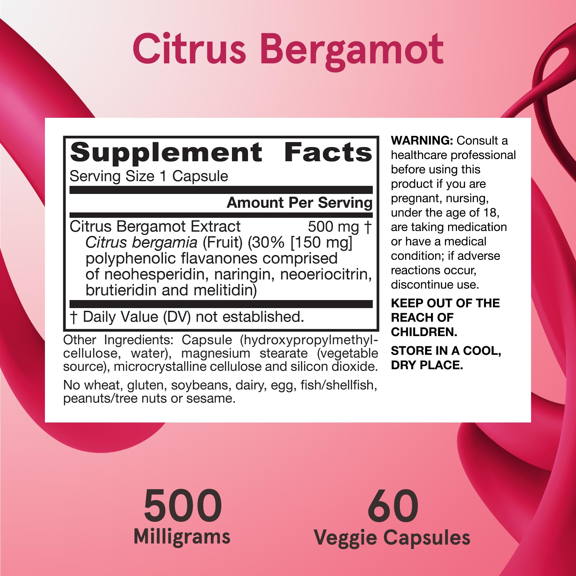 Jarrow Formulas frasco con frutas bergamot para enfatizar origen natural