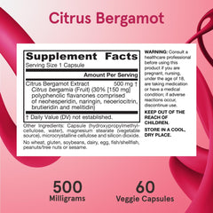 Jarrow Formulas frasco con frutas bergamot para enfatizar origen natural