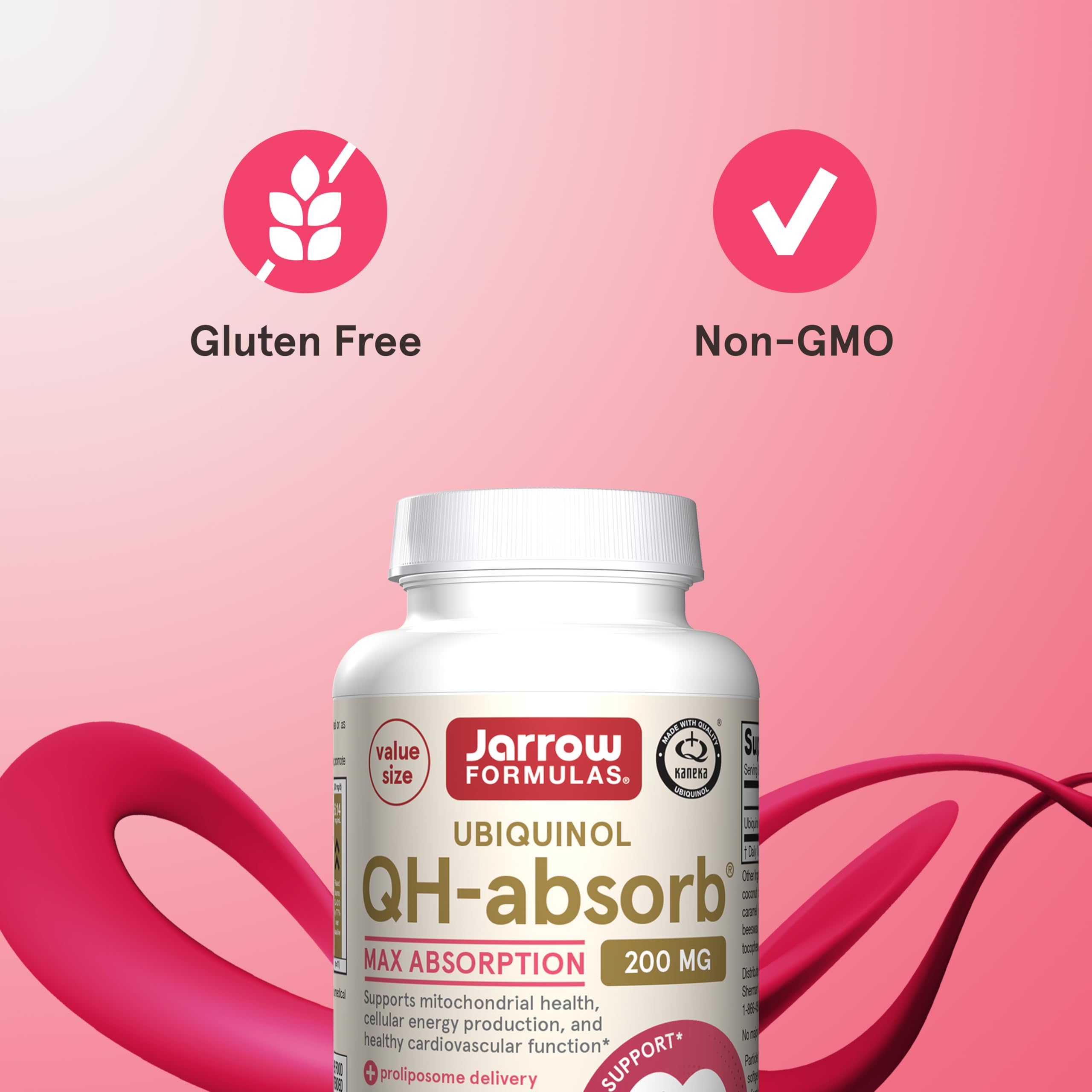 Jarrow Formulas QH-Absorb cápsula en mano que ilustra tamaño y facilidad de ingestión