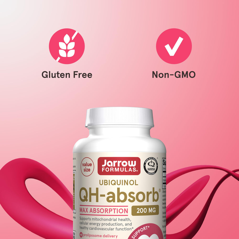 Jarrow Formulas QH-Absorb cápsula en mano que ilustra tamaño y facilidad de ingestión