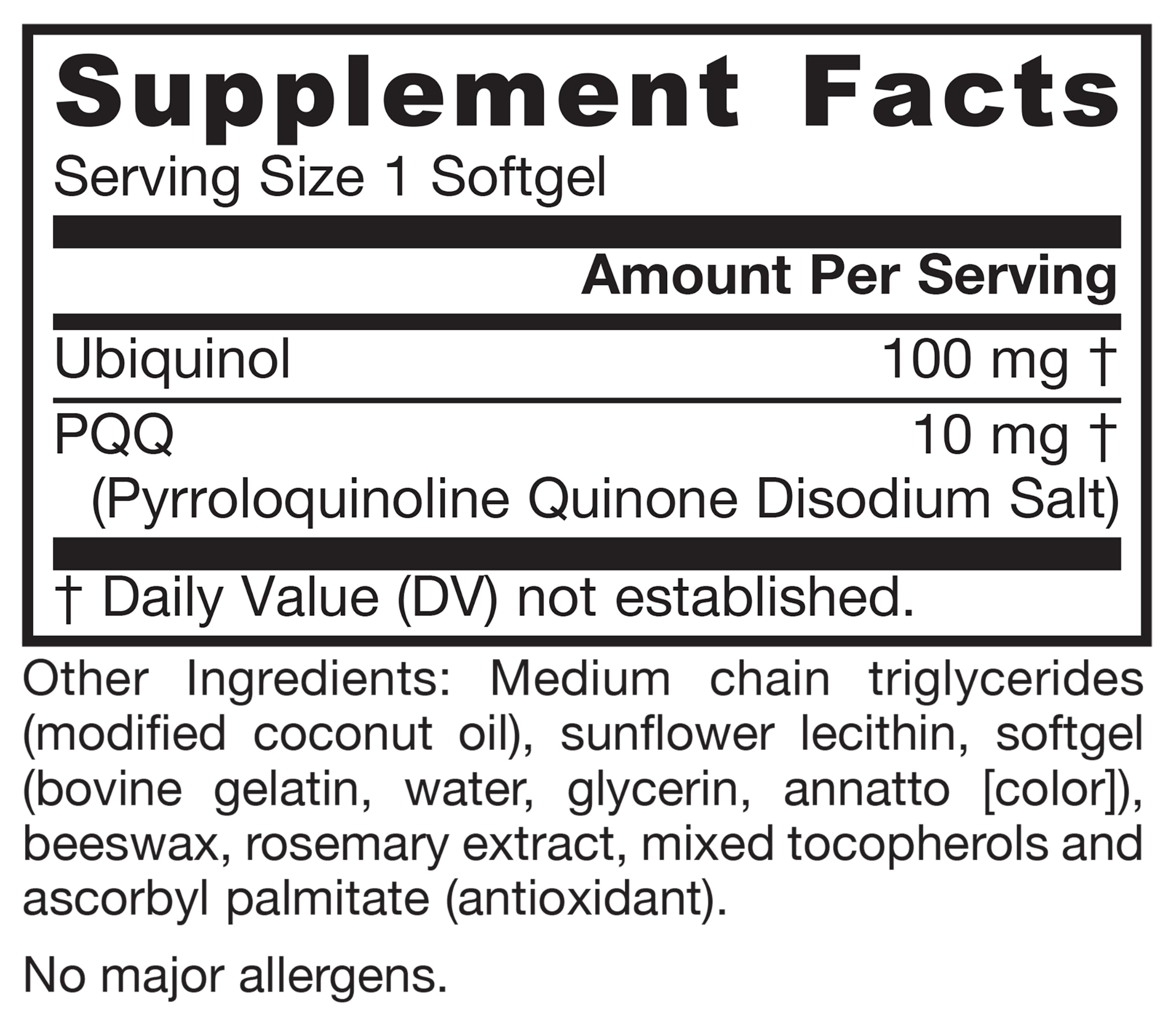 Jarrow Formulas información nutricional y contenido dentro del envase