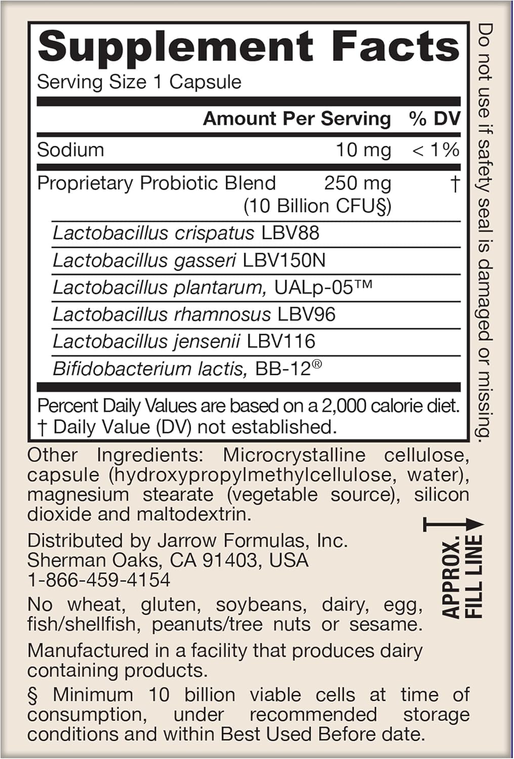 Jarrow Formulas sello vegano y sin gluten para usuarios con restricciones